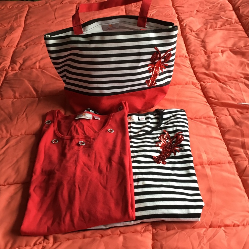 Quacker Factory 2 Tops & Tote Set 2X NWOT